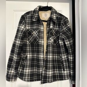 Black and White Plaid Fuzzy Jacket/Shacket